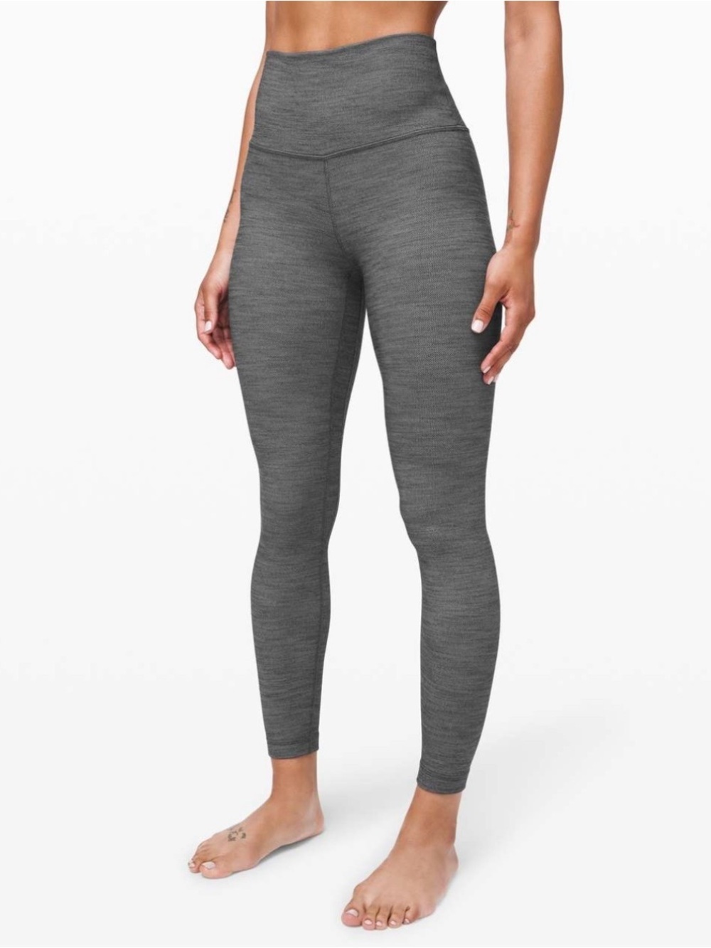 Lululemon Align Pant II 25" Mini Heathered Herringbone Heathered Black White